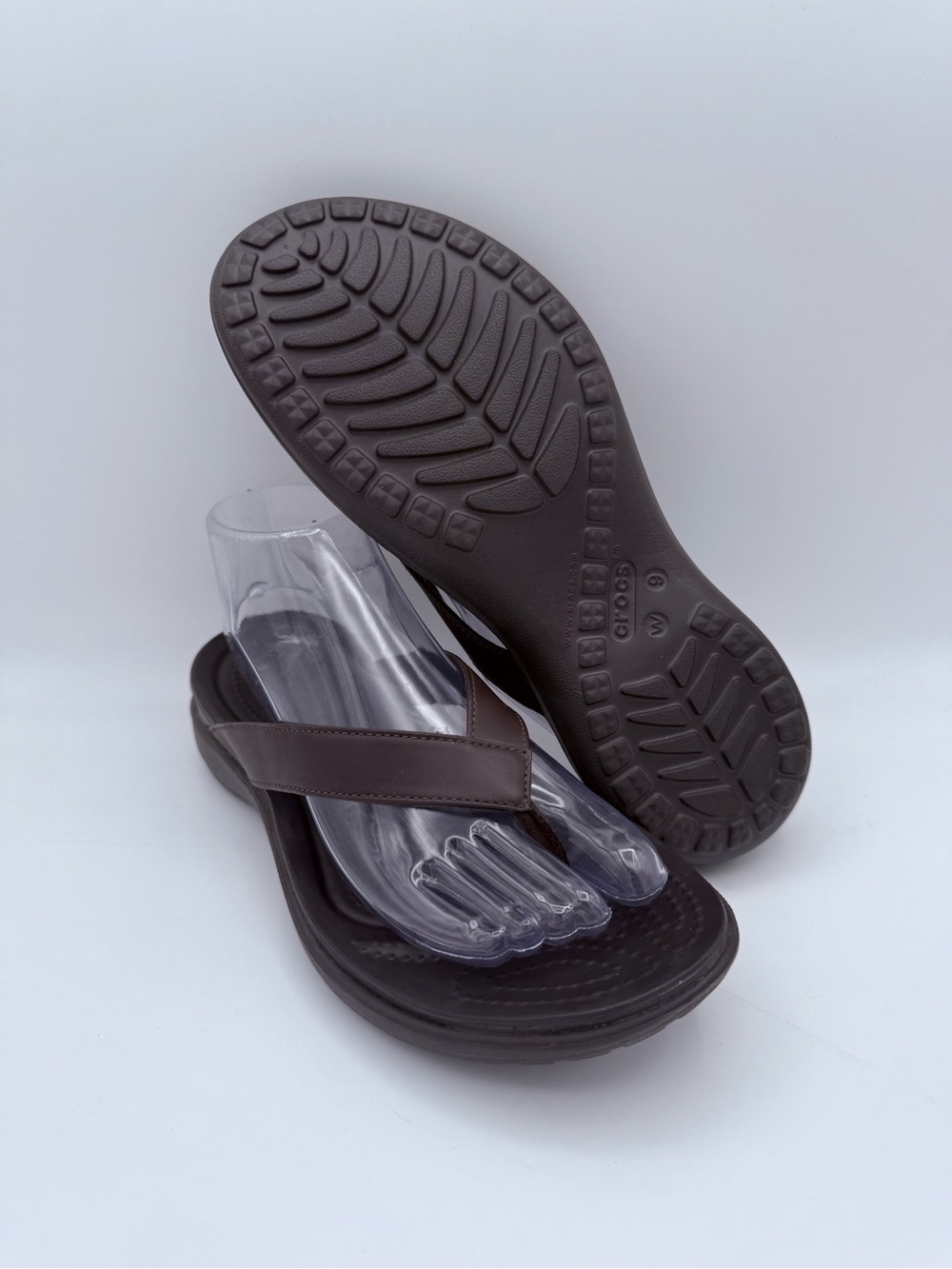Women's Crocs Capri V Thong Brown Flip-Flop Slip-On Comfort Sandals Size 9